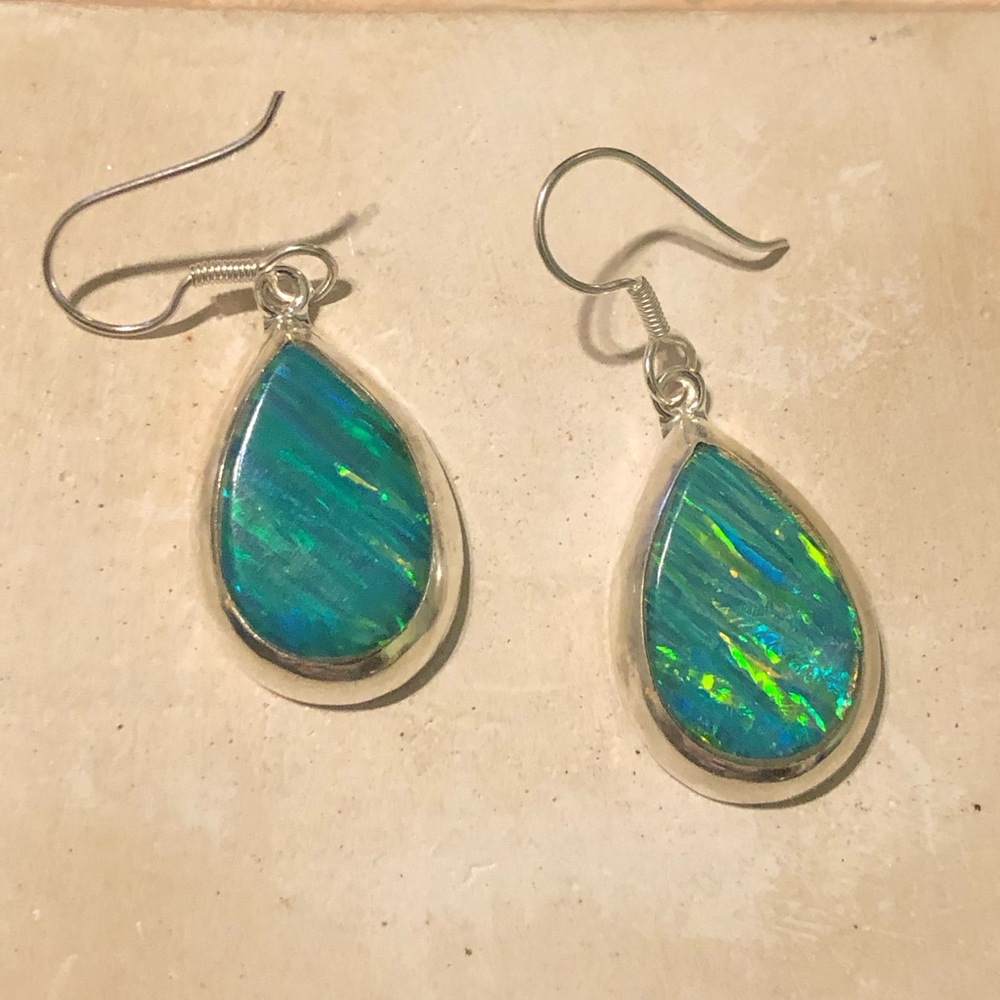 Mexican Fire Opal Earrings Silver .925